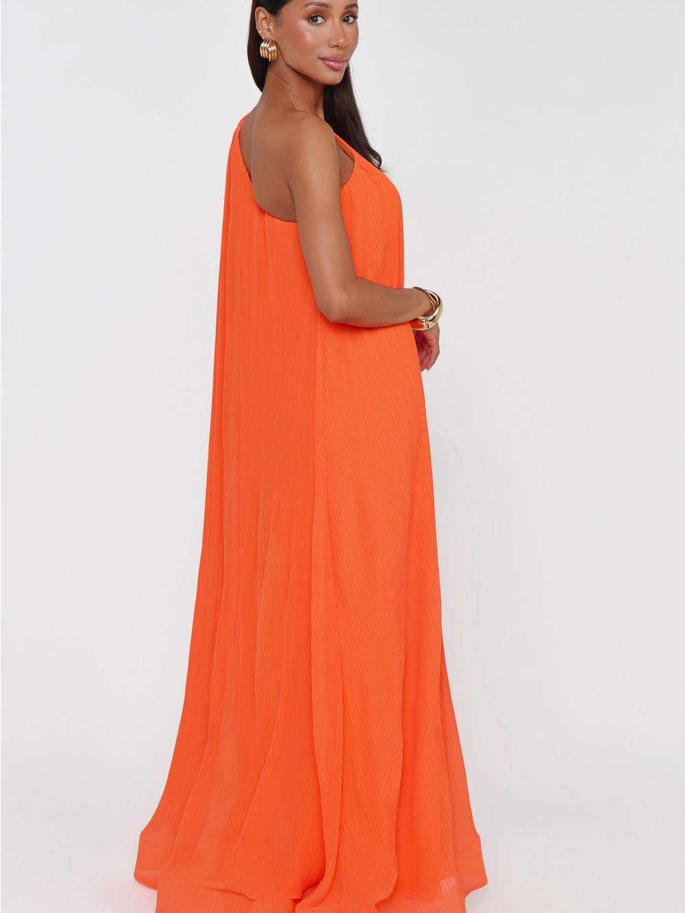 Remi Bader x Show Me Your Mumu One-Shoulder Orange Flowing Maxi Dress